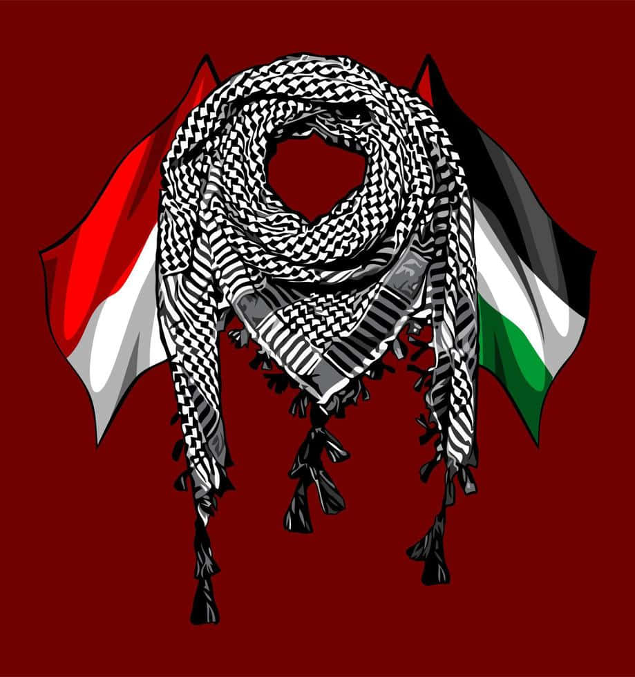 Flag Of Indonesia And Palestinians