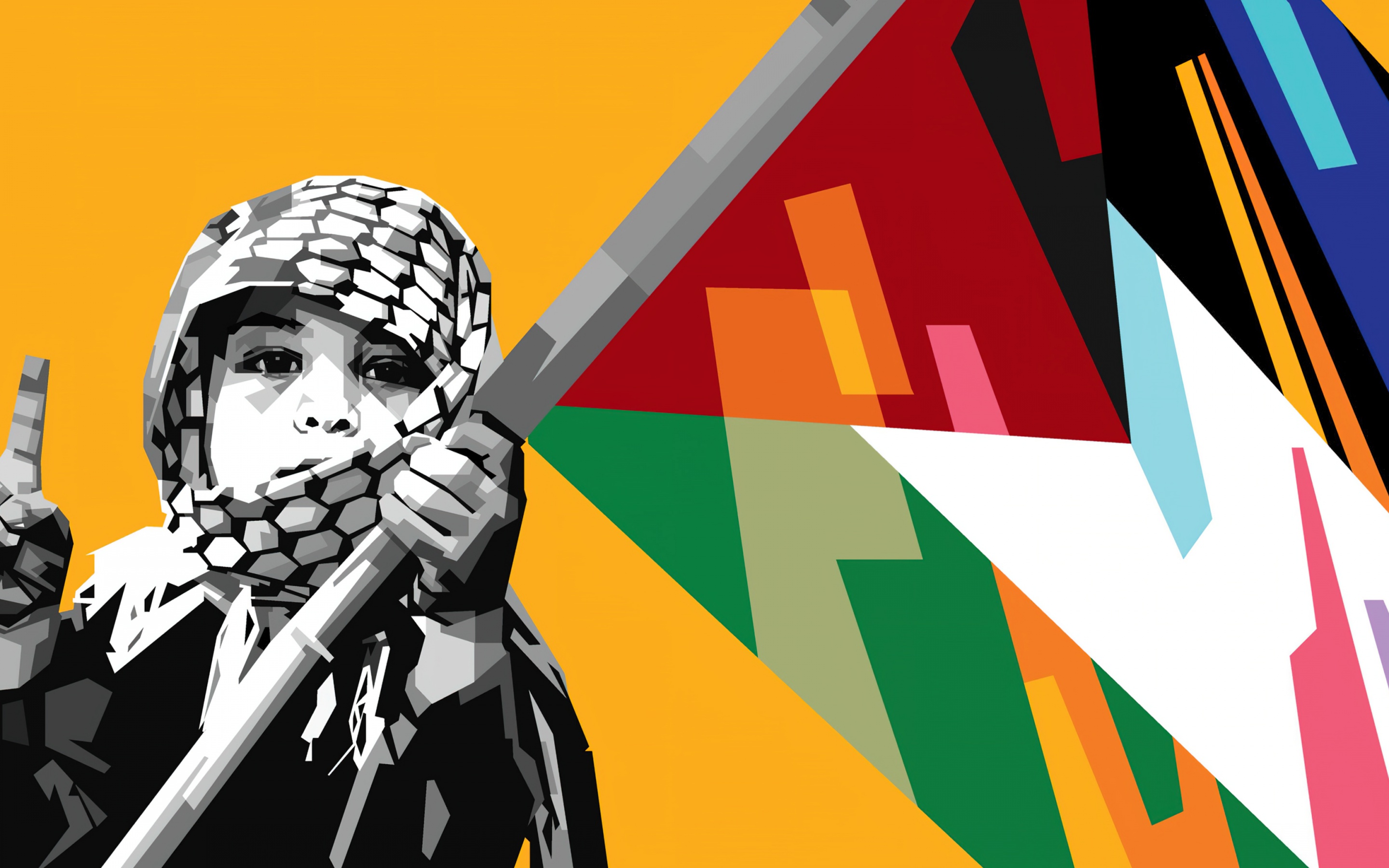 Holding Flag of Palestine 4K Wallpaper