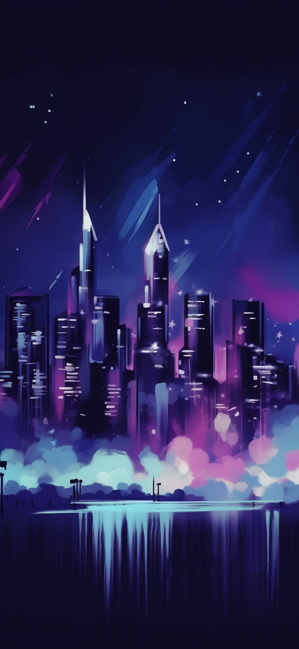 Purple City Art Wallpaper