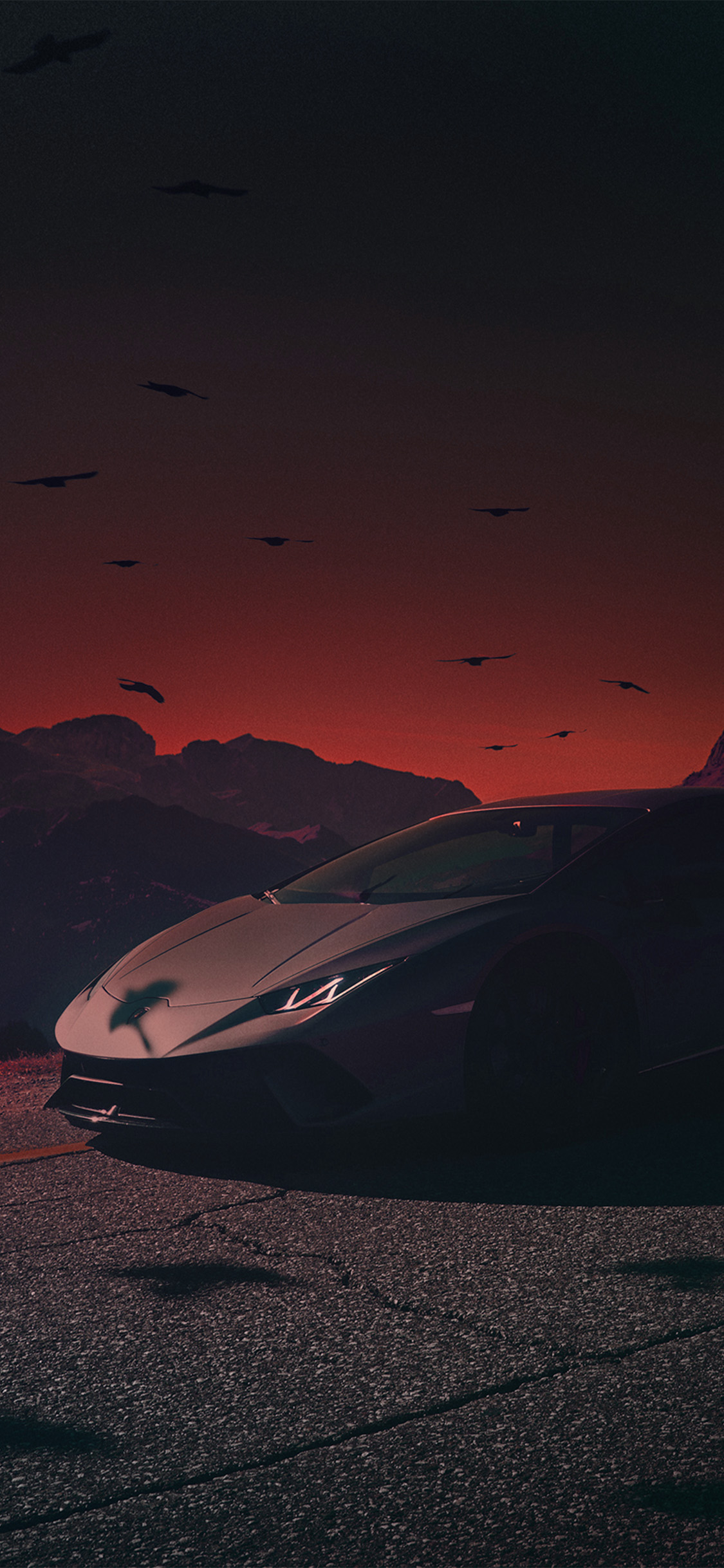 Car Lamborghini Dark Sunset Art