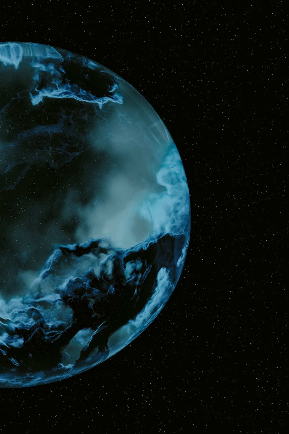 blue planet with a black background