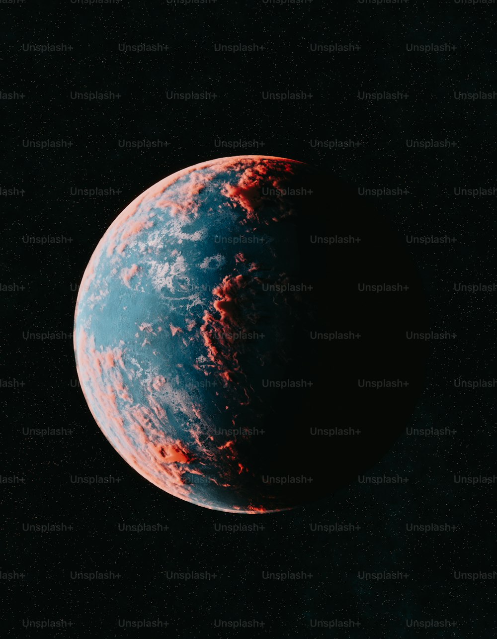 blue planet with a black background