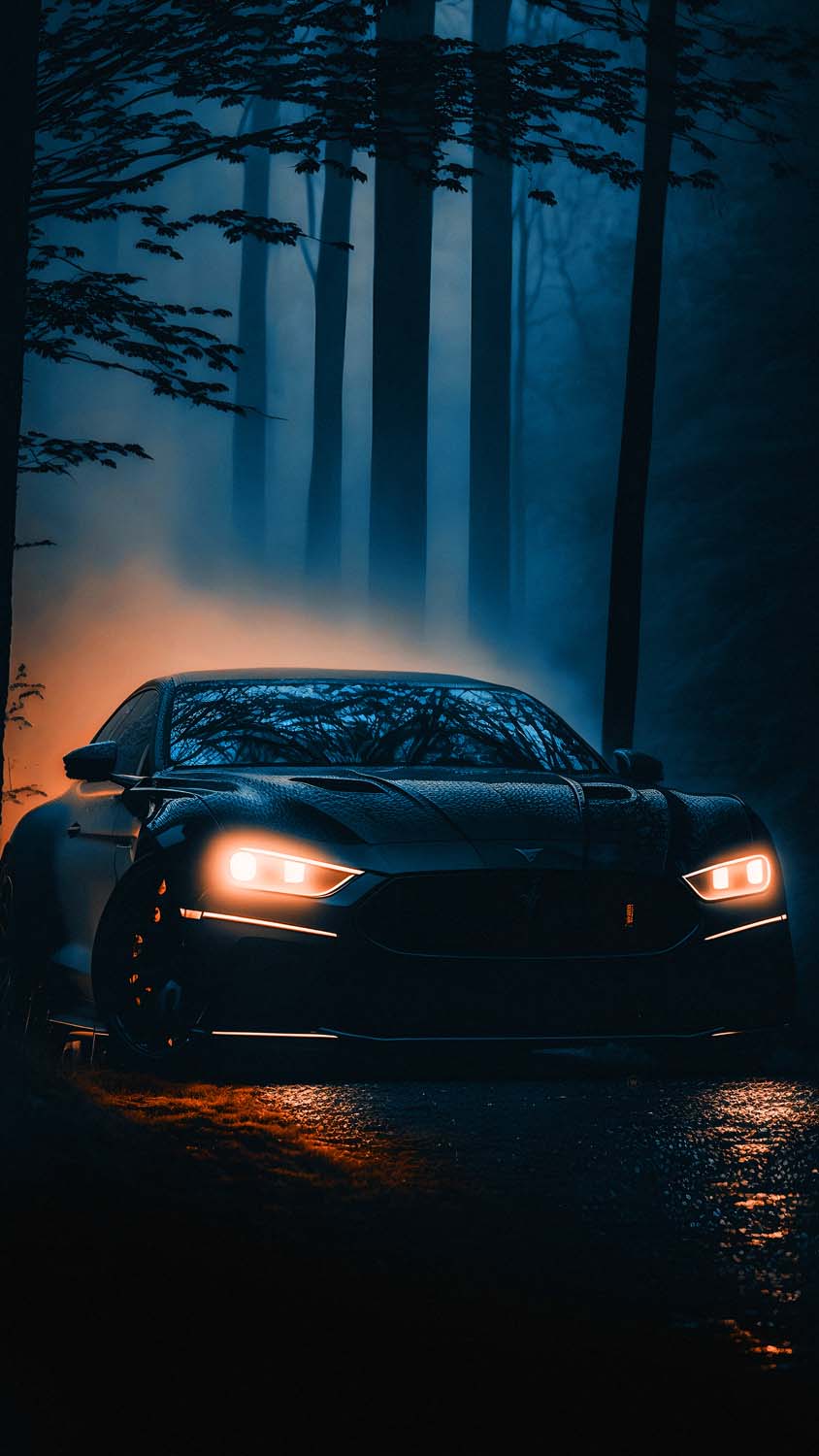 Black Car at Night iPhone Wallpaper HD