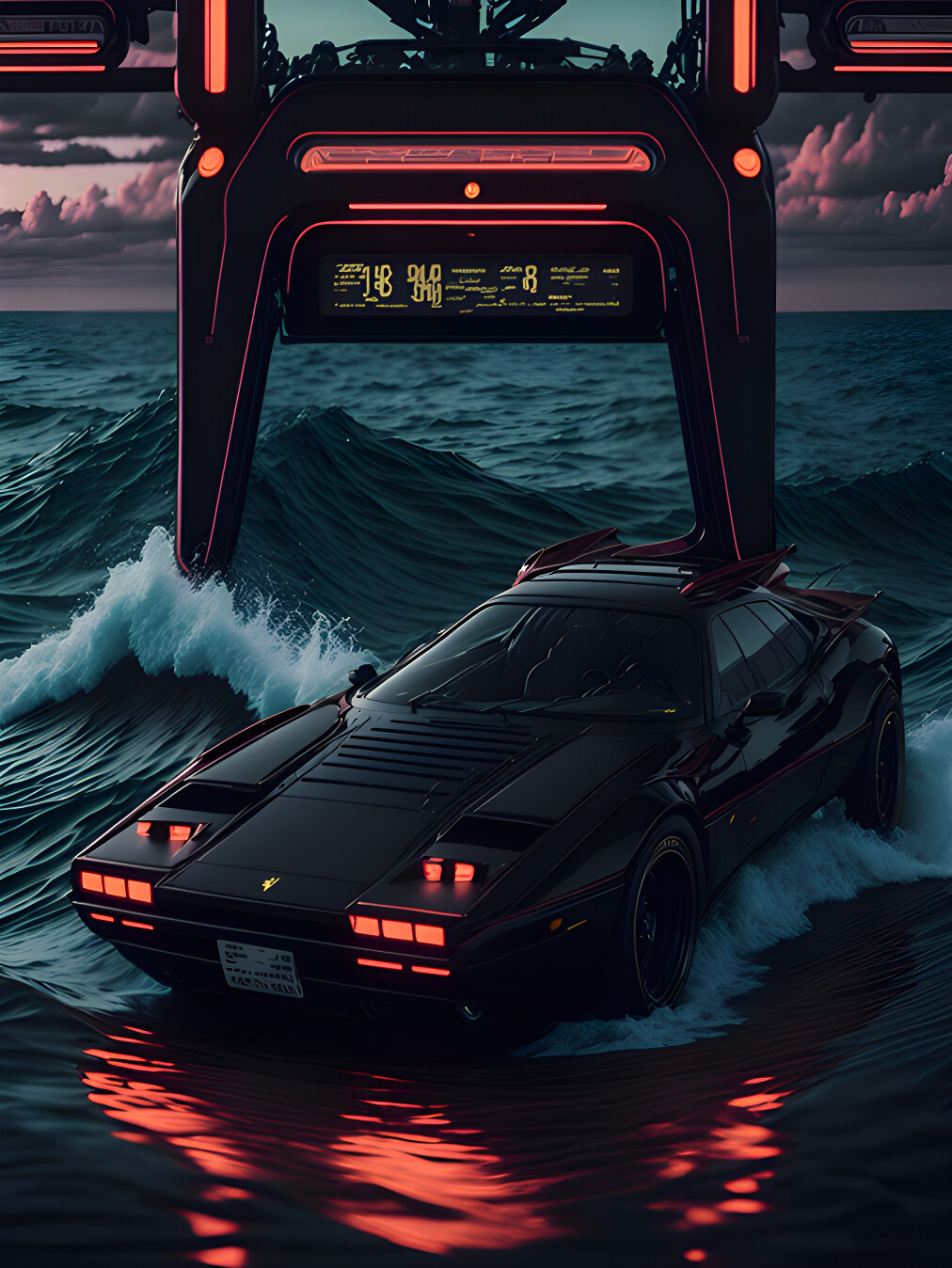 black car on a random ocean