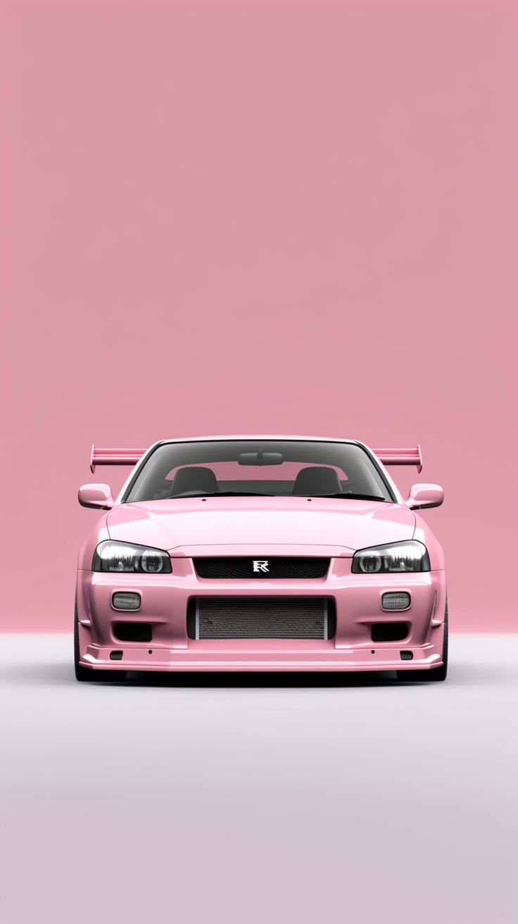 Pink iPhone Nissan R34 Minimalistic Car