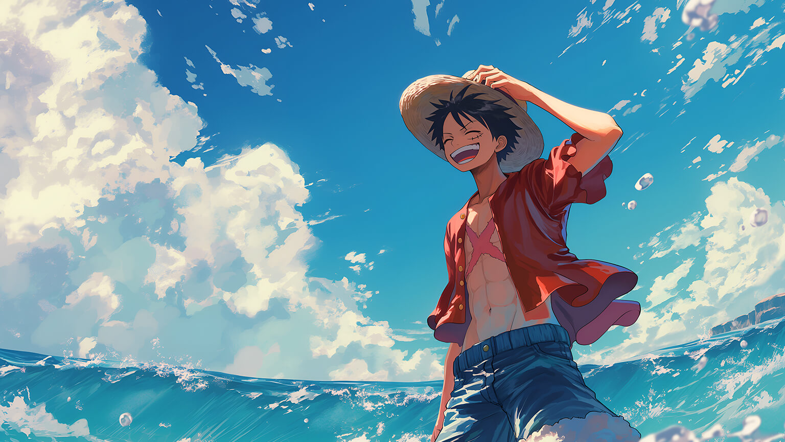 Free Monkey D. Luffy Clouds One Piece