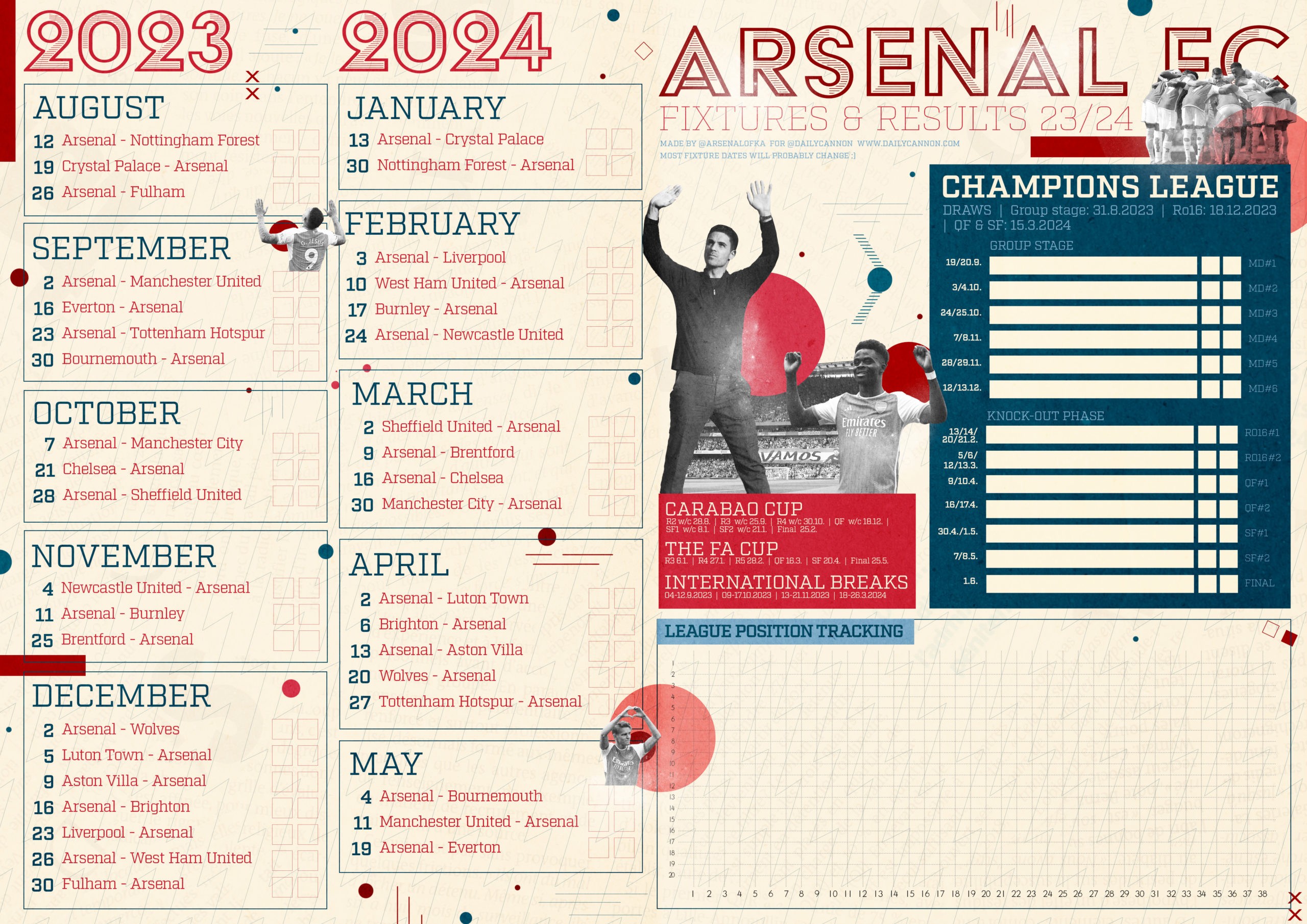 Download Arsenal fixtures wallchart