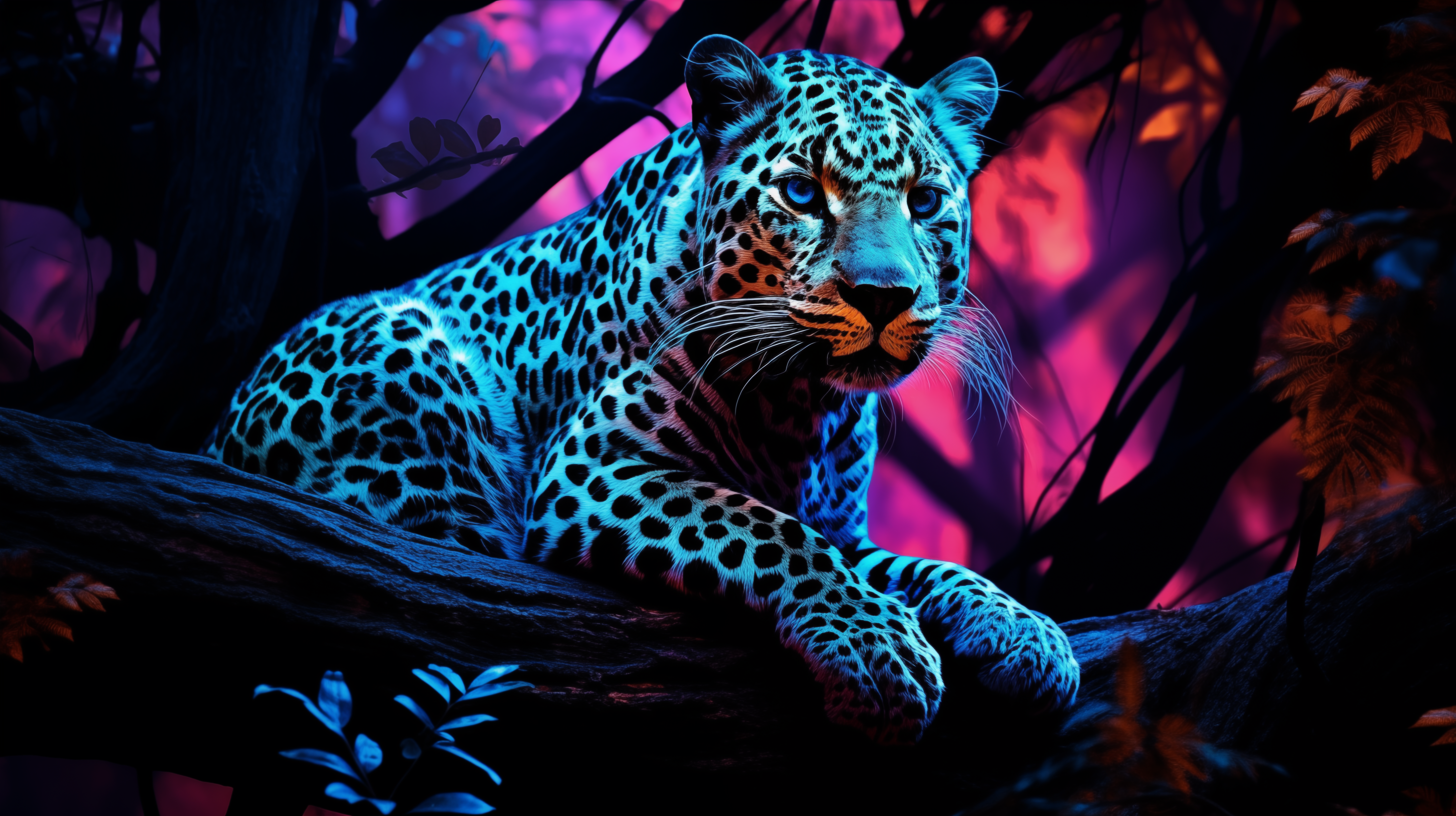 Majestic Leopard Under Blacklight