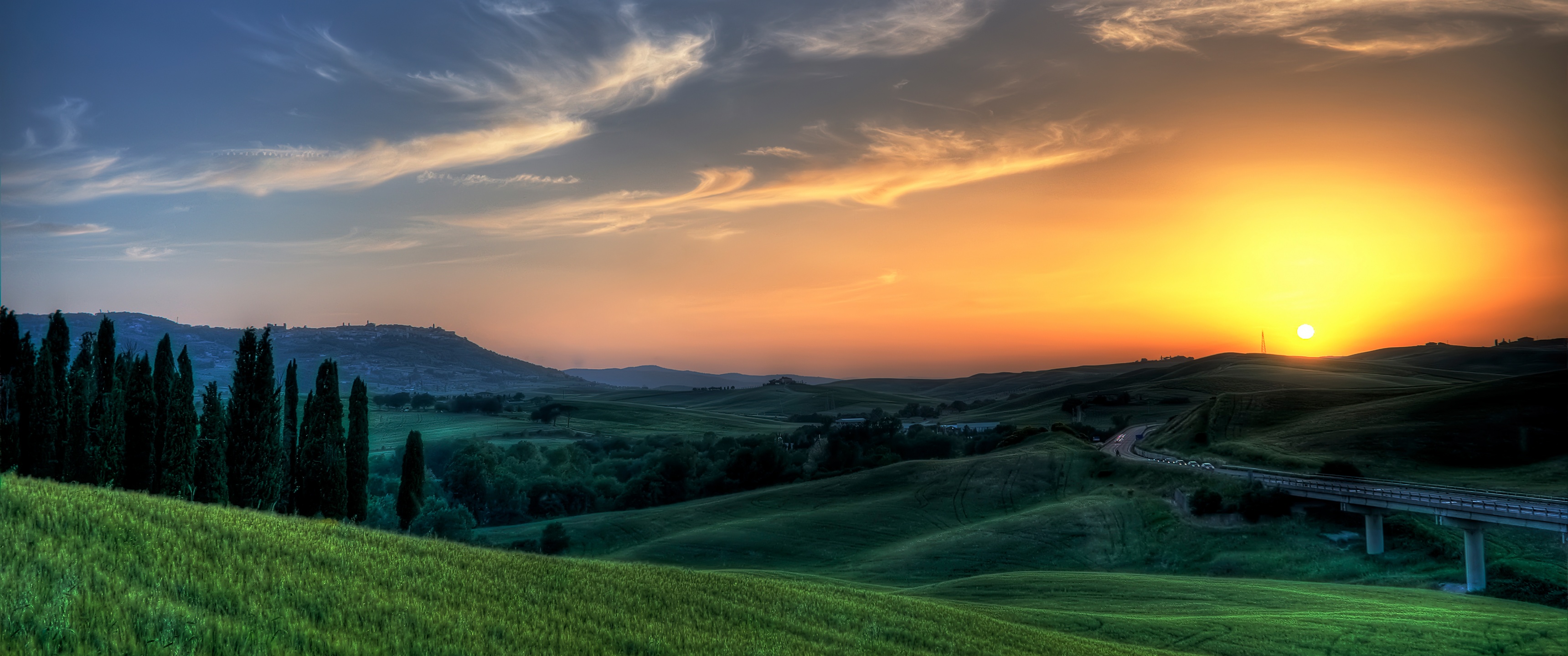 Tuscany Wallpaper 4K, Sunset, Landscape