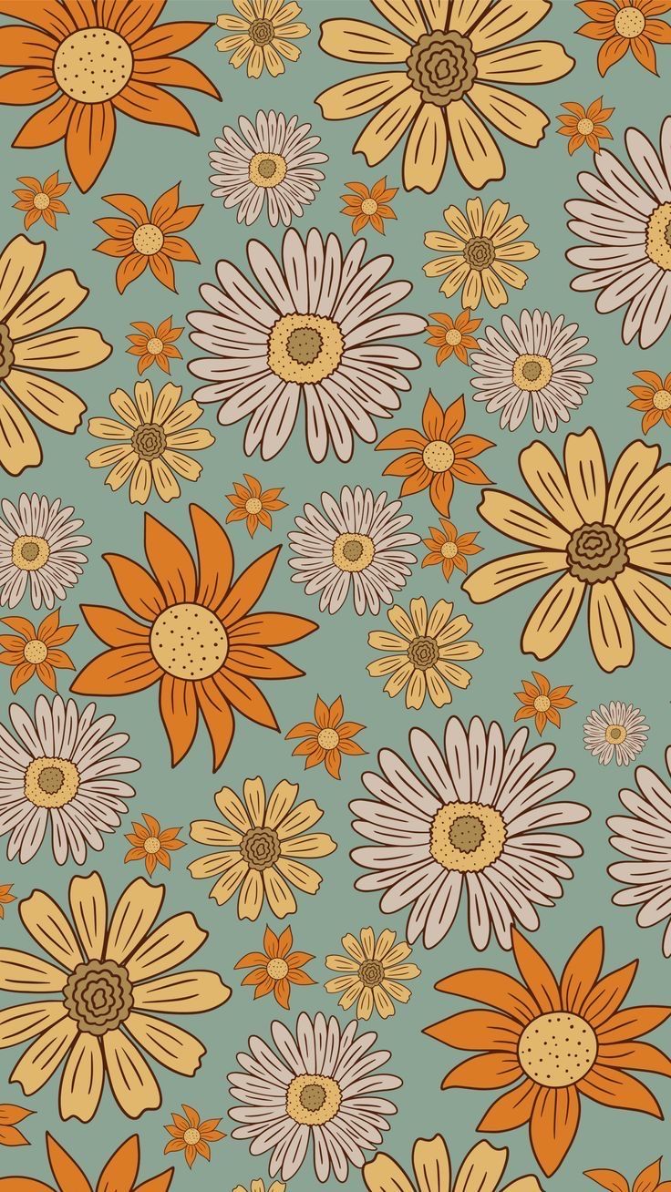 Boho Flower Pattern Phone Wallpaper
