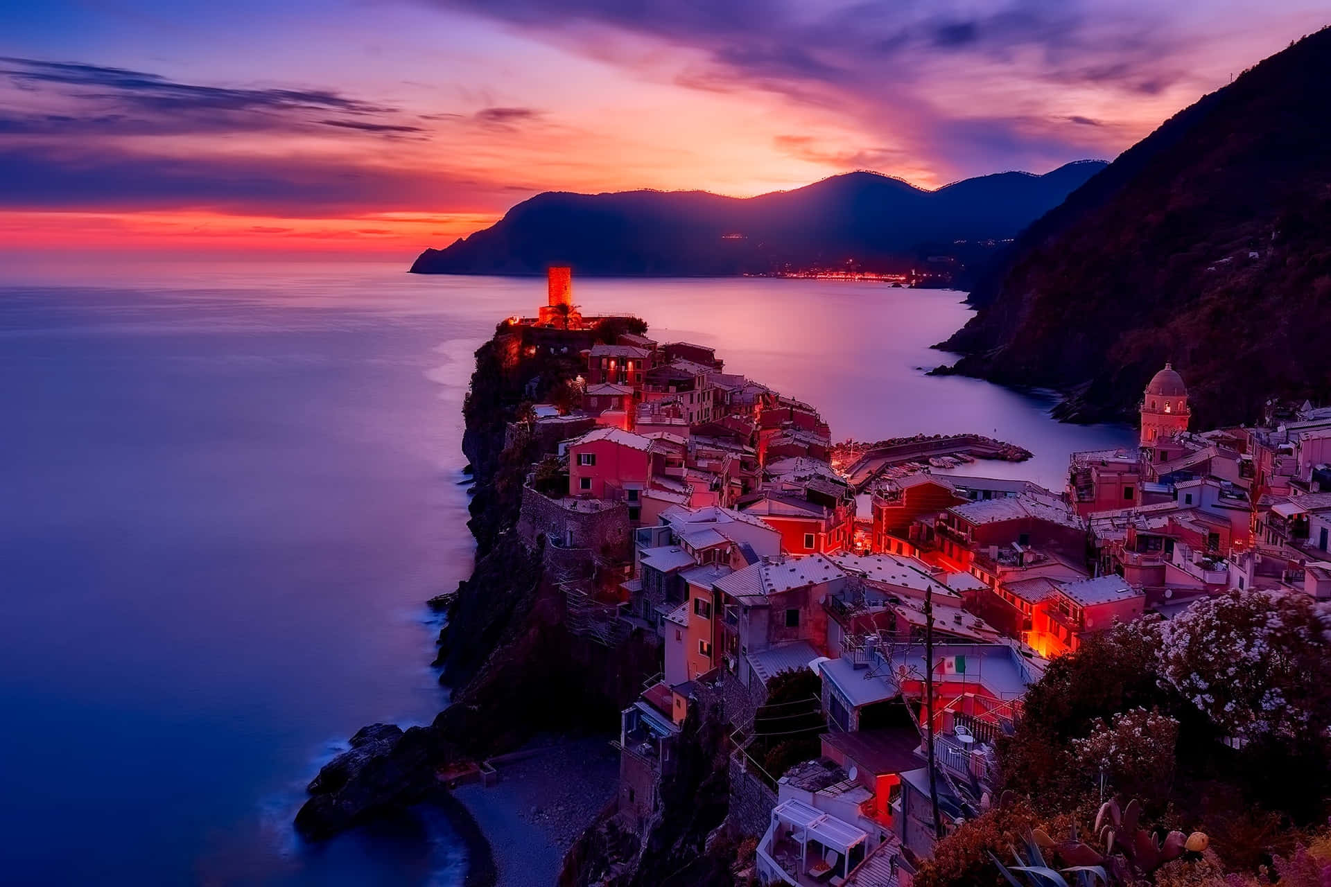 Village On The Coast At Sunset
