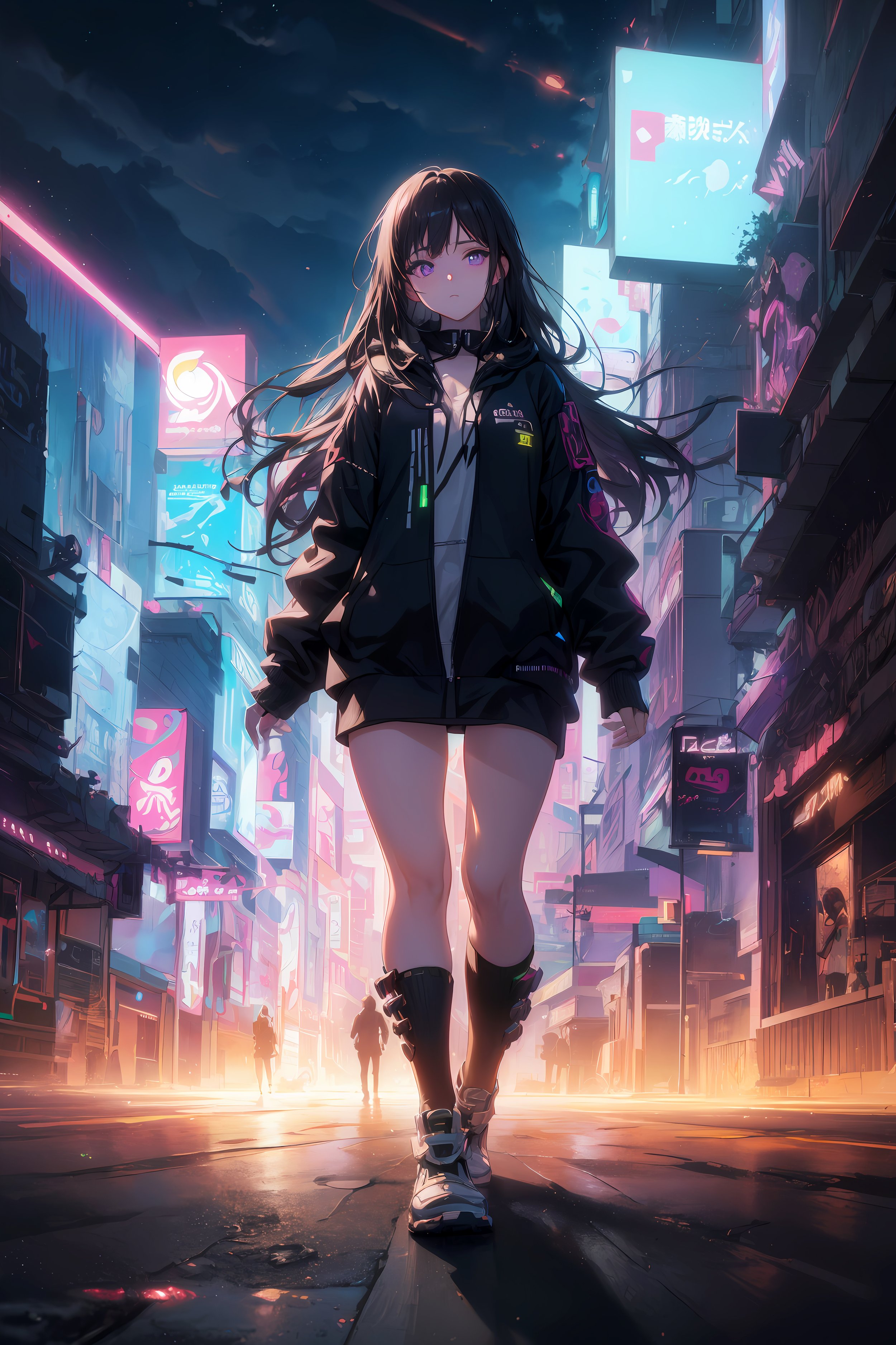 Cyberpunk Anime Girl 4K Wallpaper