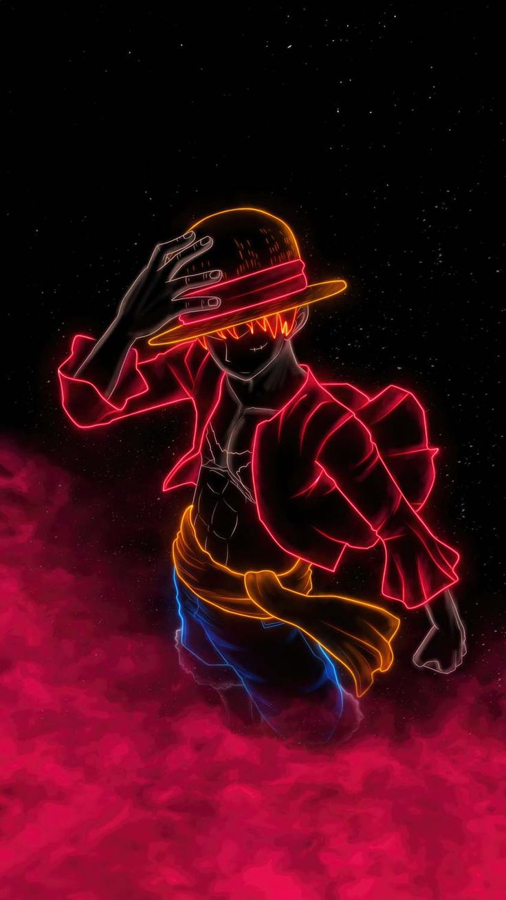 Monkey d luffy Neon iPhone Wallpaper 4K