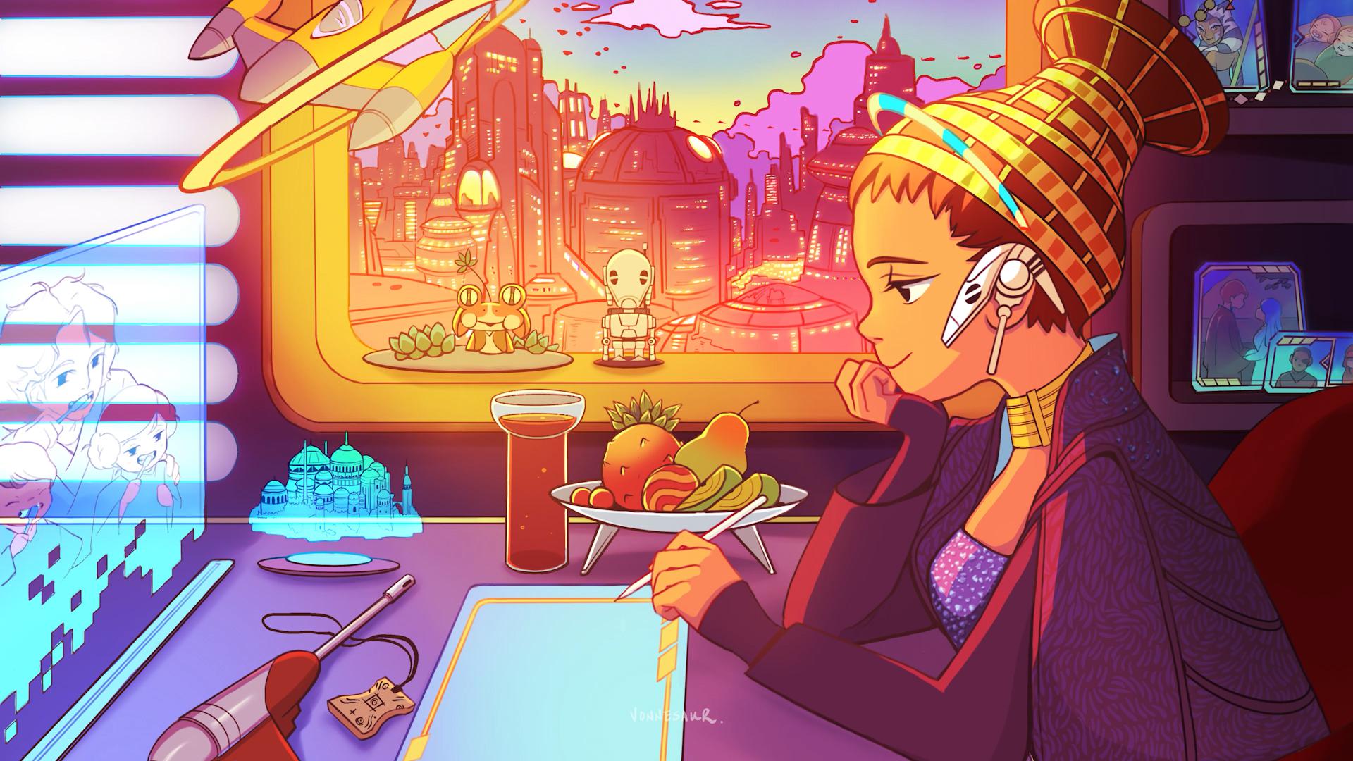 Star Wars Padme lofi girl 1920x1080