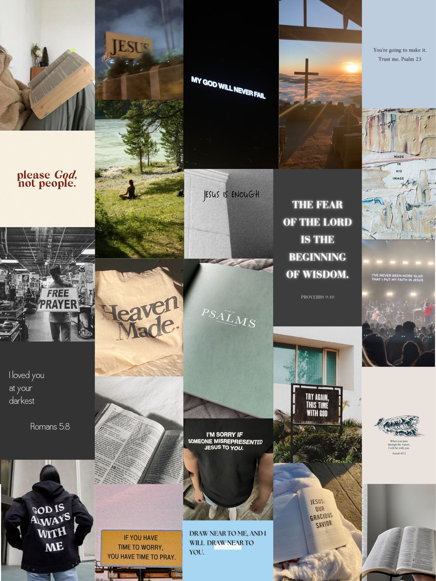 Jesus God Christian Wallpaper Collage Aesthetic Faith Wall Art Poster Pack