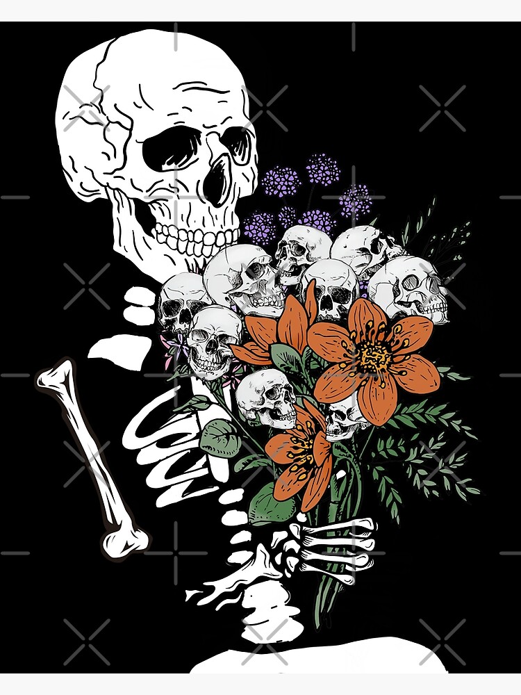 Skeleton Smelling Skull Flower Bouquet