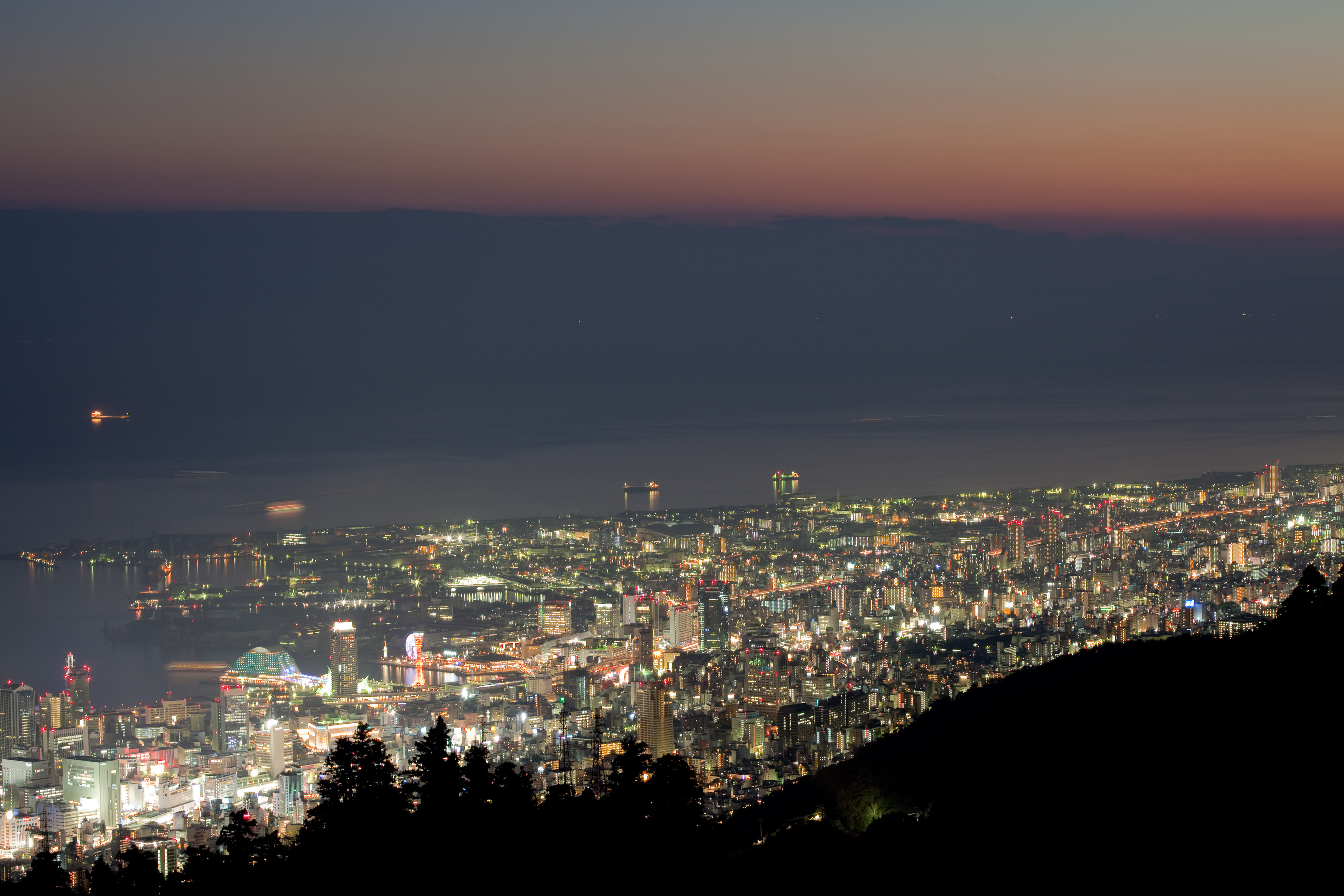 Kobe downtown at night