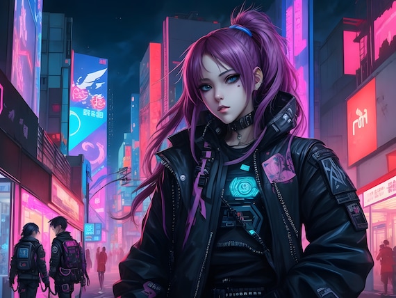 Cyberpunk Anime Girl Desktop Wallpaper