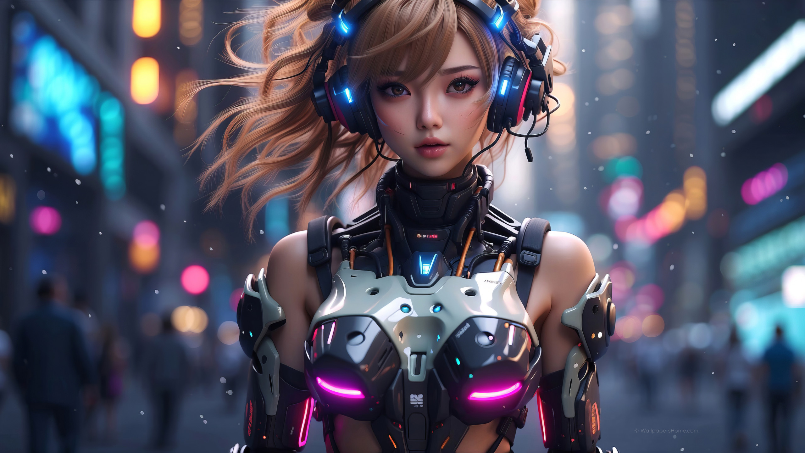 Wallpaper anime girl, cyberpunk, Art