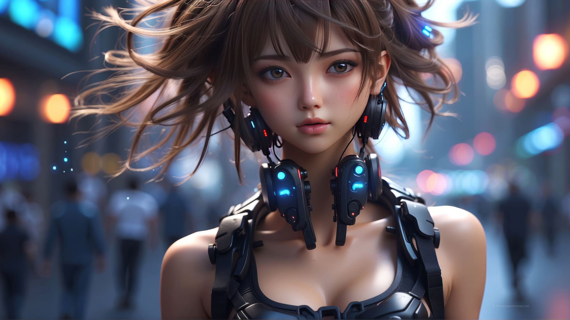 Wallpaper anime girl, cyberpunk, Art