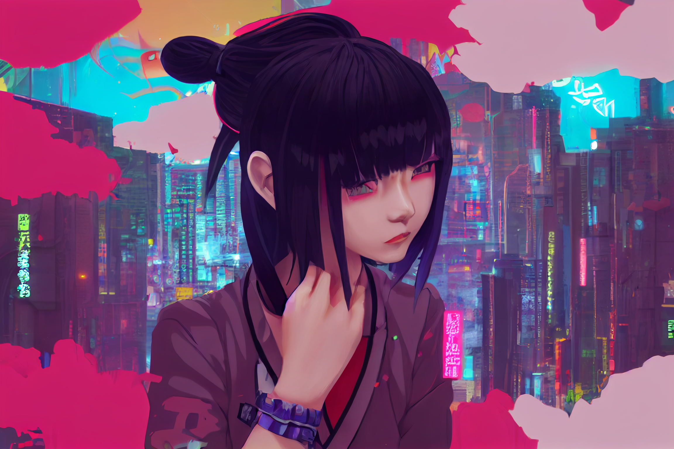 kawaii cyberpunk anime girl