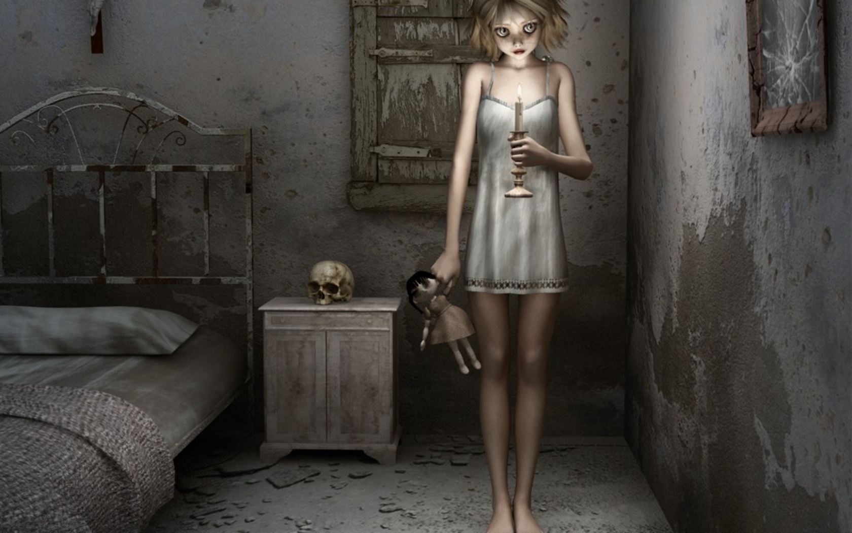 Fantasy, Creepy, Doll, Skull, Women