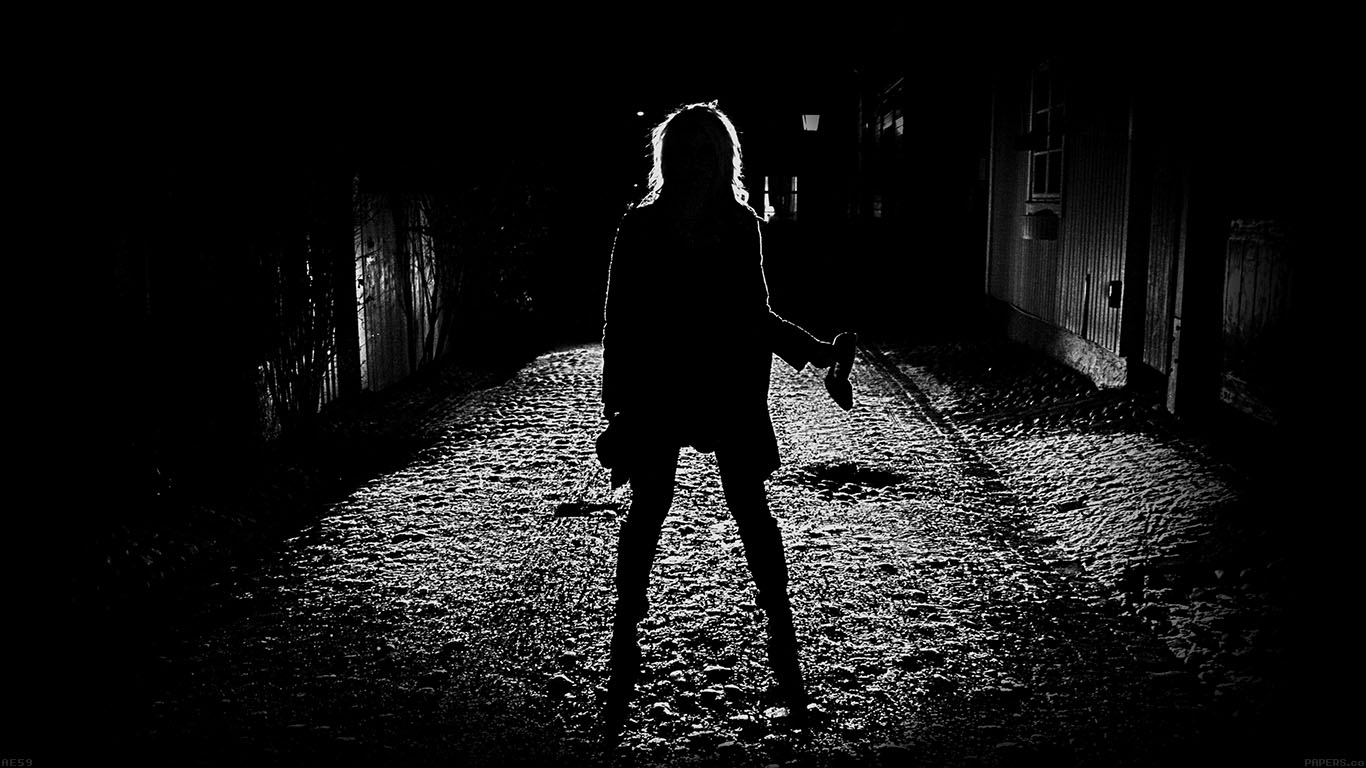 Girl Silhouette Dark Street Scary