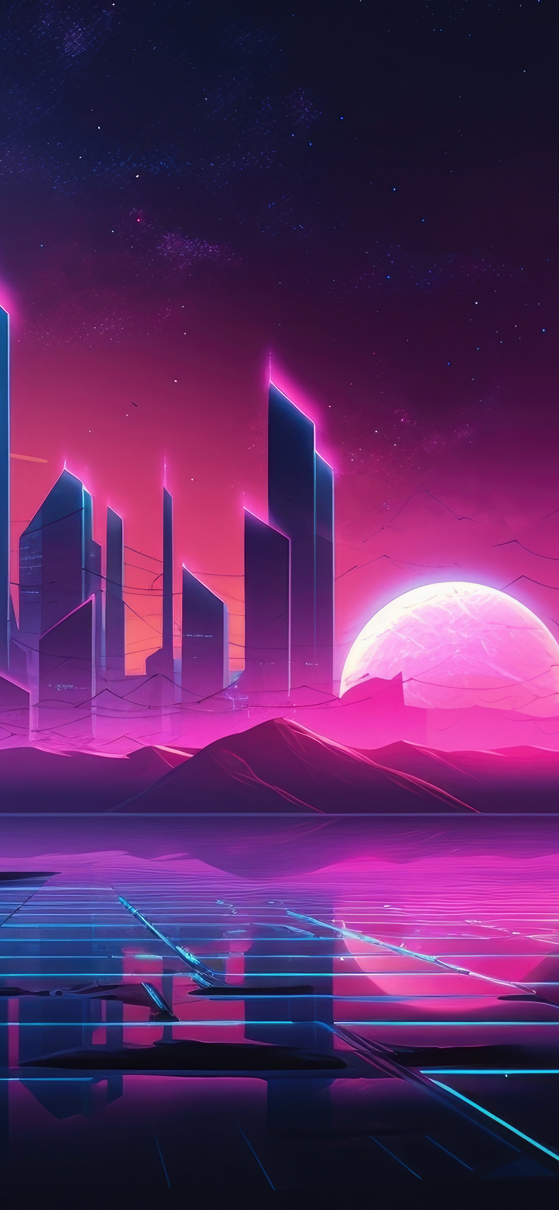 Urban Neon Night Synthwave 4k