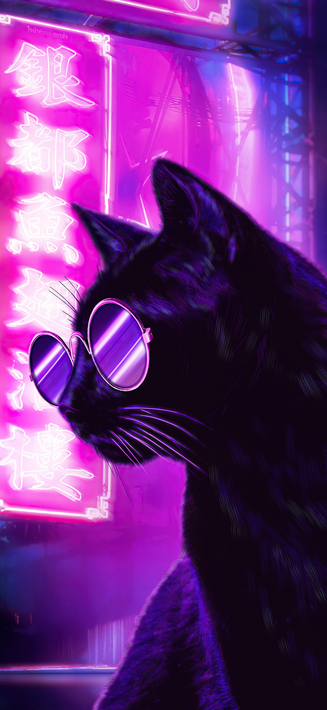 Cat Glasses Neon Purple