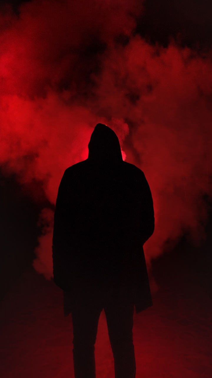 Person Silhouette Wallpaper 4K, Red