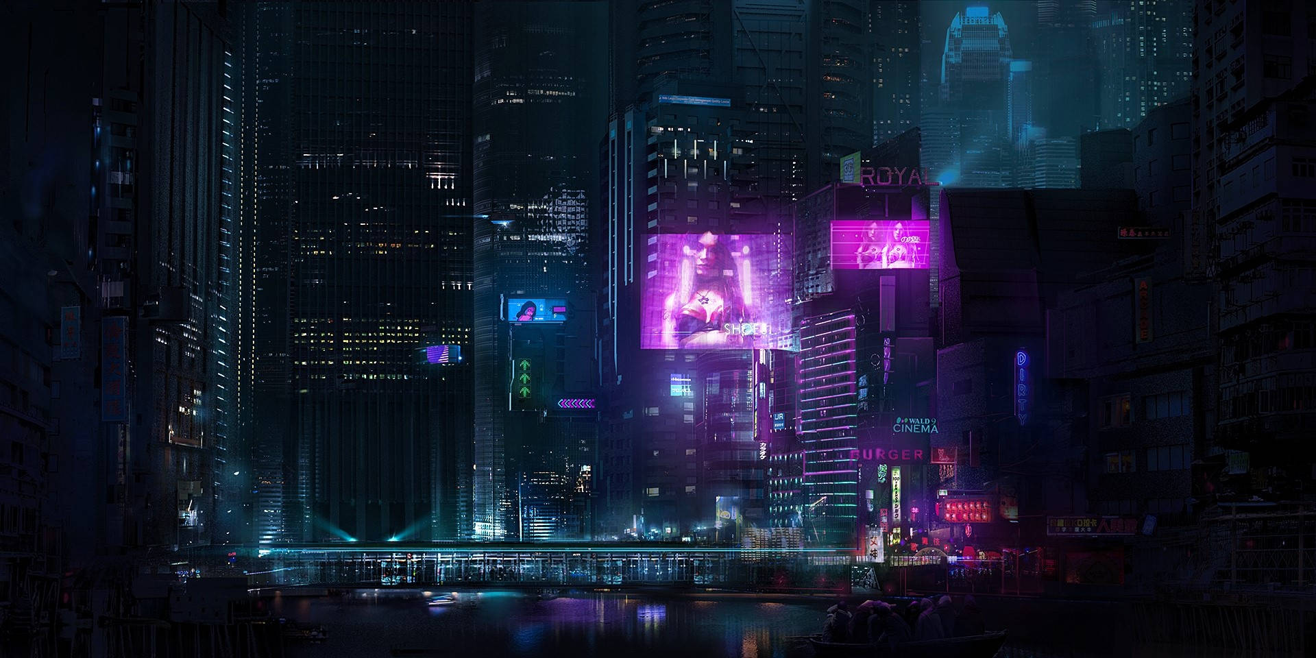 Download free Dark Neon City Wallpaper