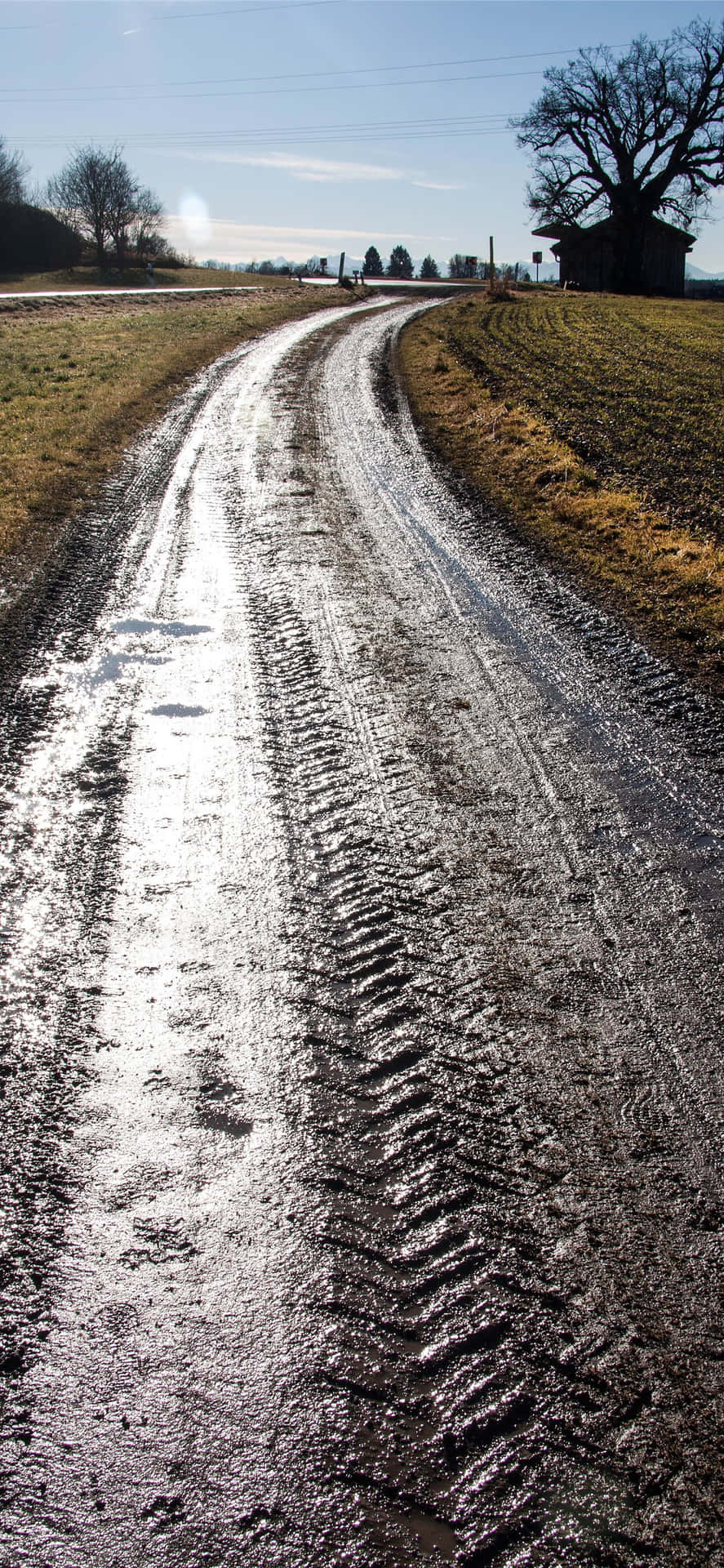 Dirty Mud Tire Tracks Wallpaper