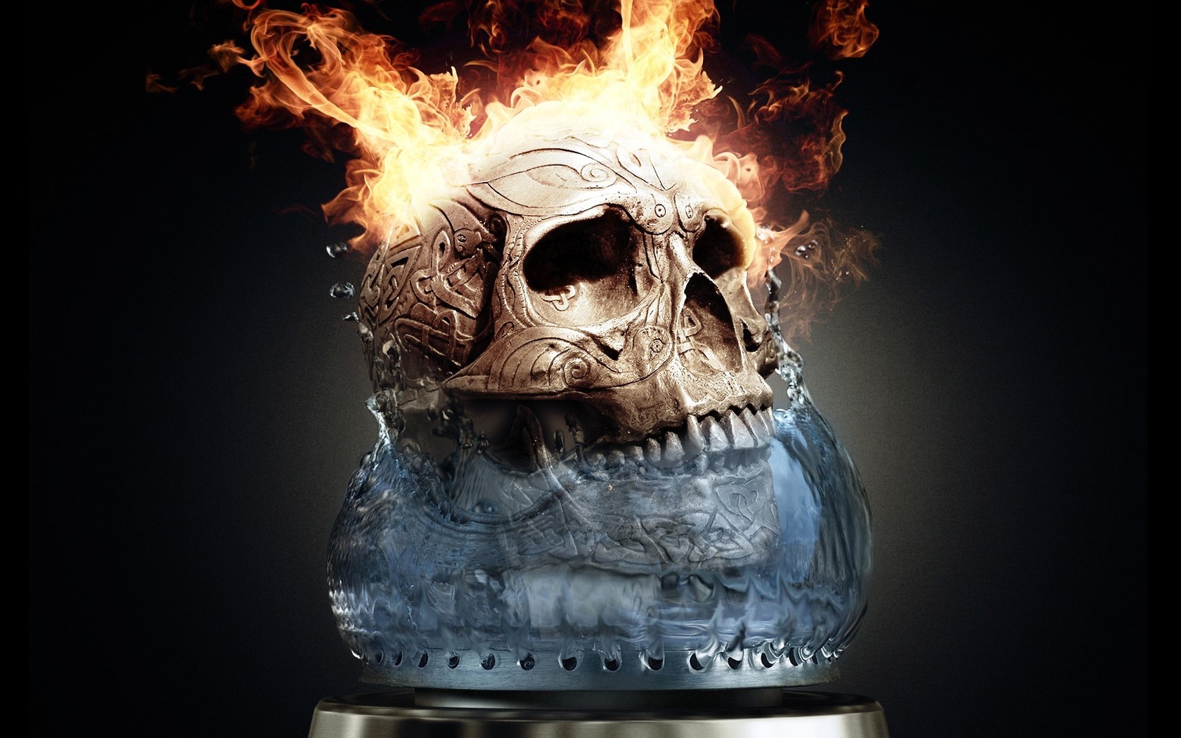 Download Fire Flame Dark Skull Wallpaper