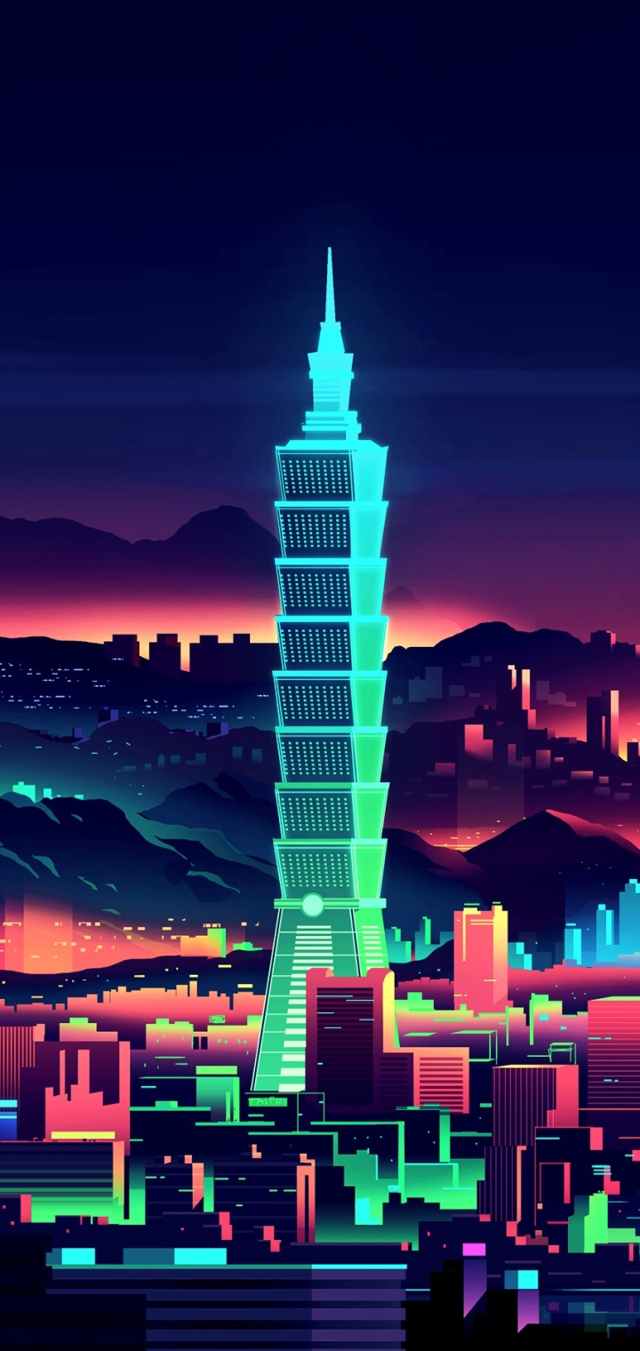 Download Taiwan Skyscraper Colors Night
