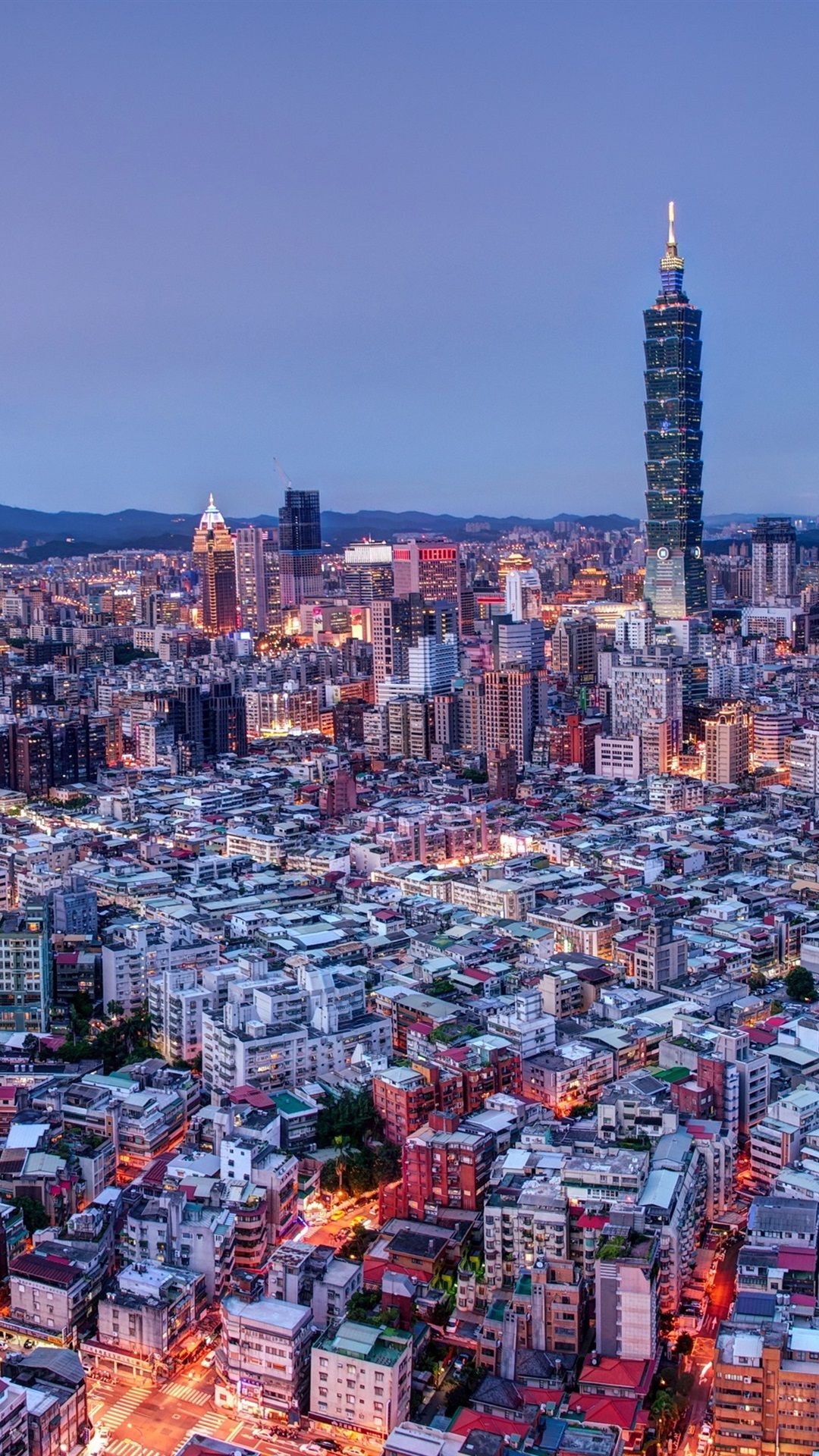 Taiwan, Taipei, mountains, city, night