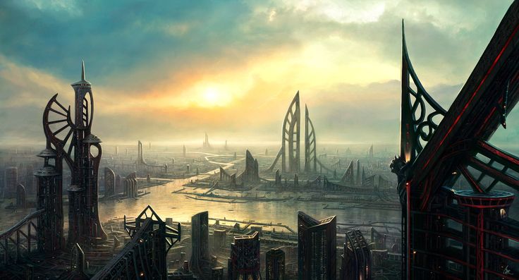 Sci fi wallpaper, Futuristic city