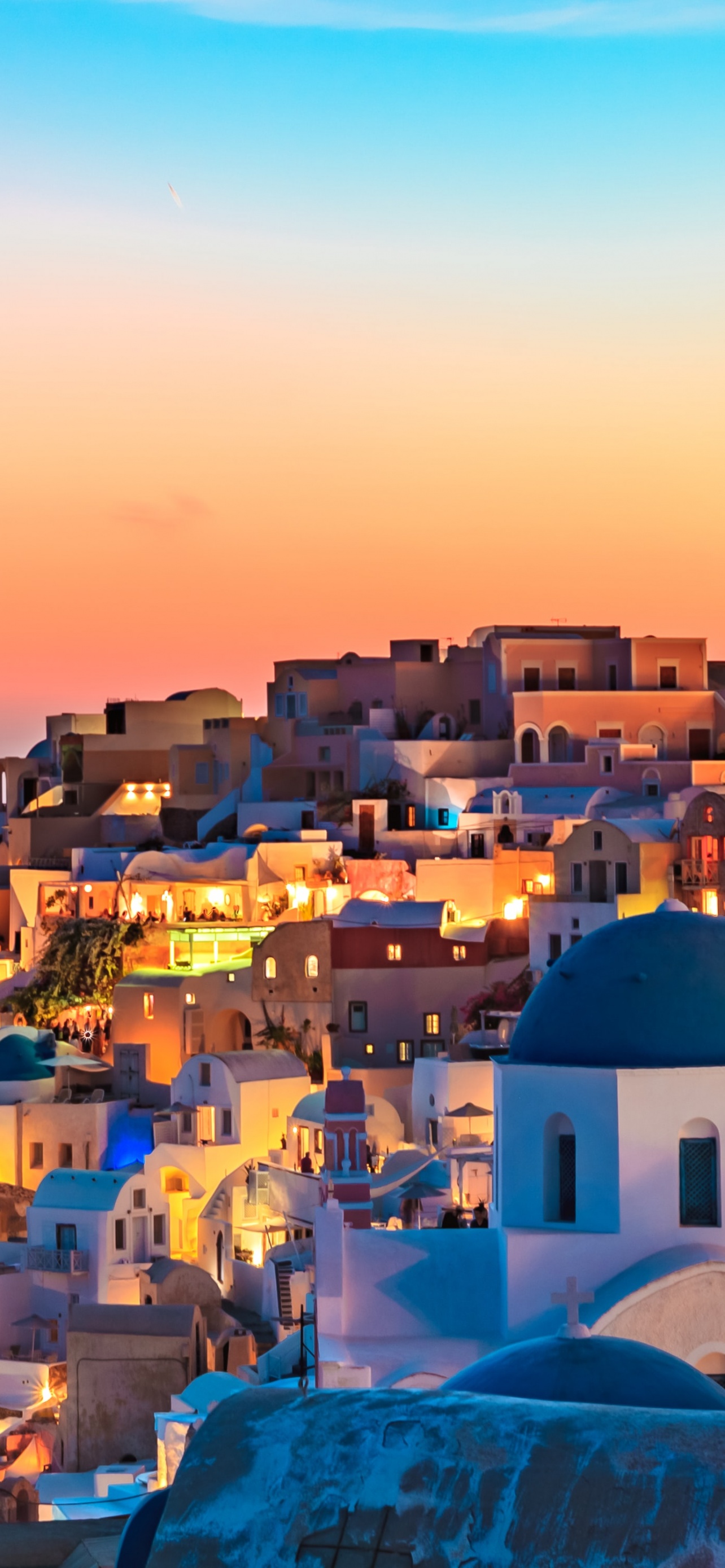 Oia Wallpaper 4K, Santorini, Greece, Sunset