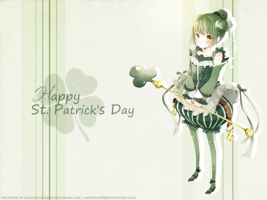 happy saint patricks day anime Wallpaper