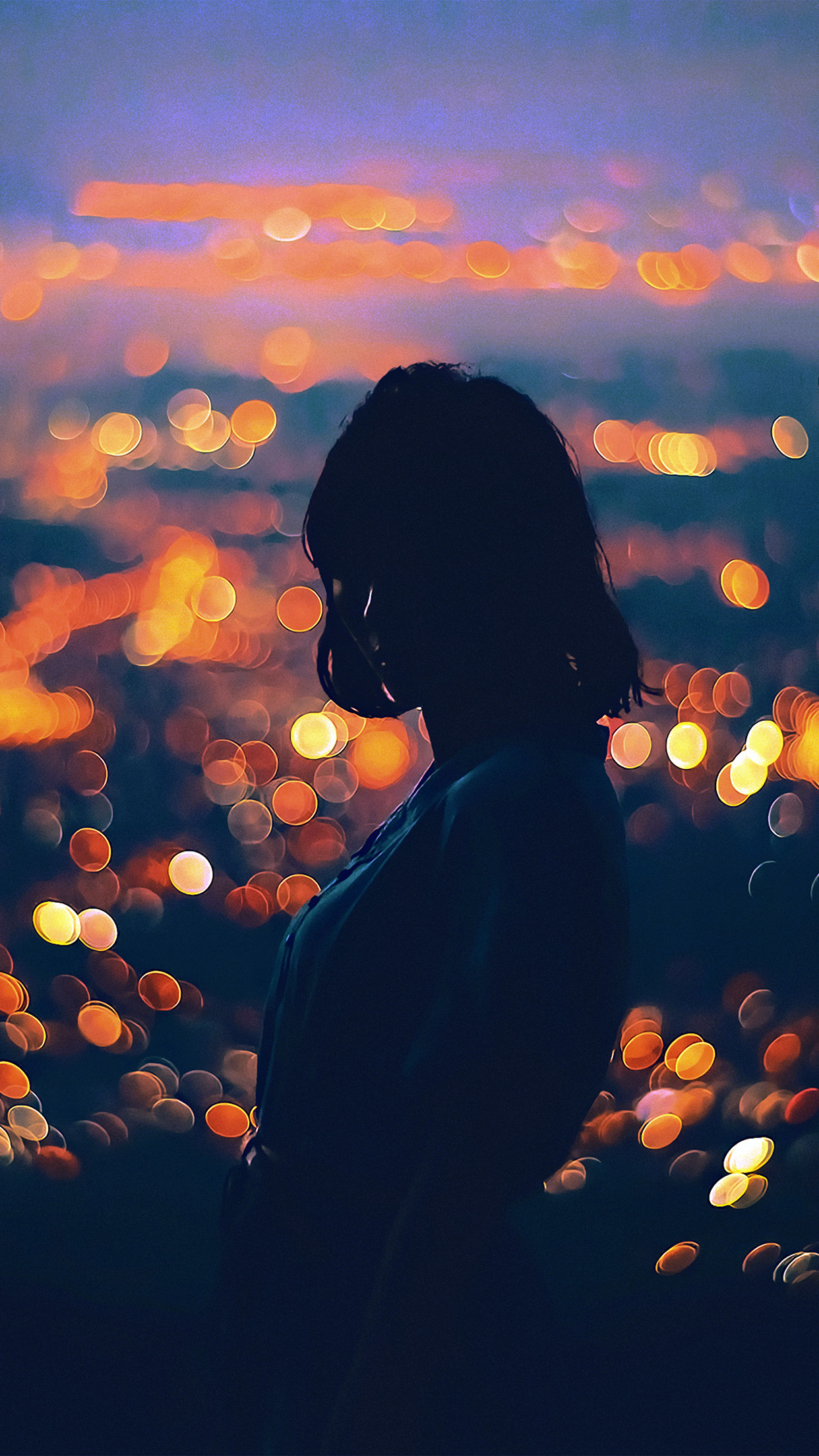 Bokeh Girl Night Art Illustration