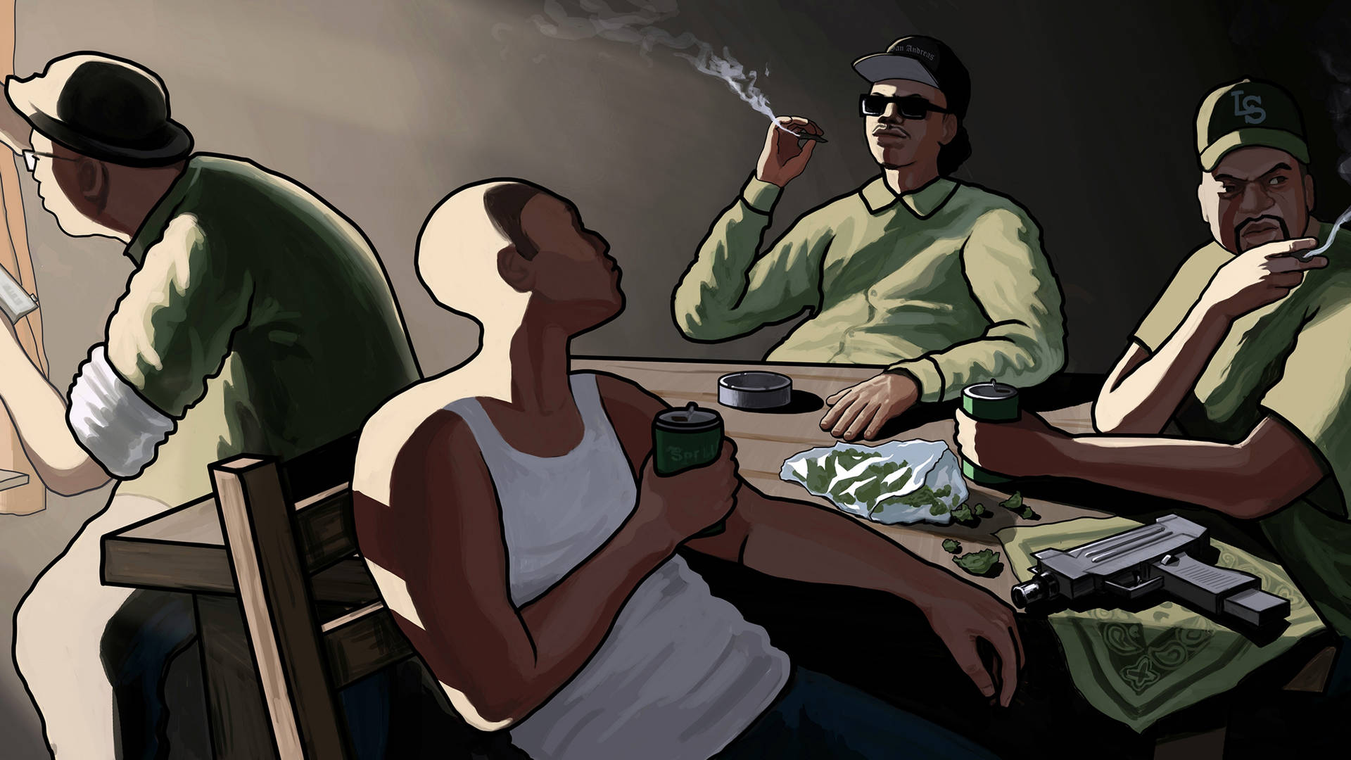 GTA SA 4K Gang Meeting Wallpaper