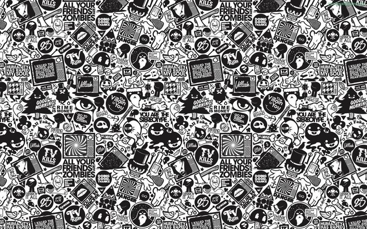 Doodle Background. Black and white