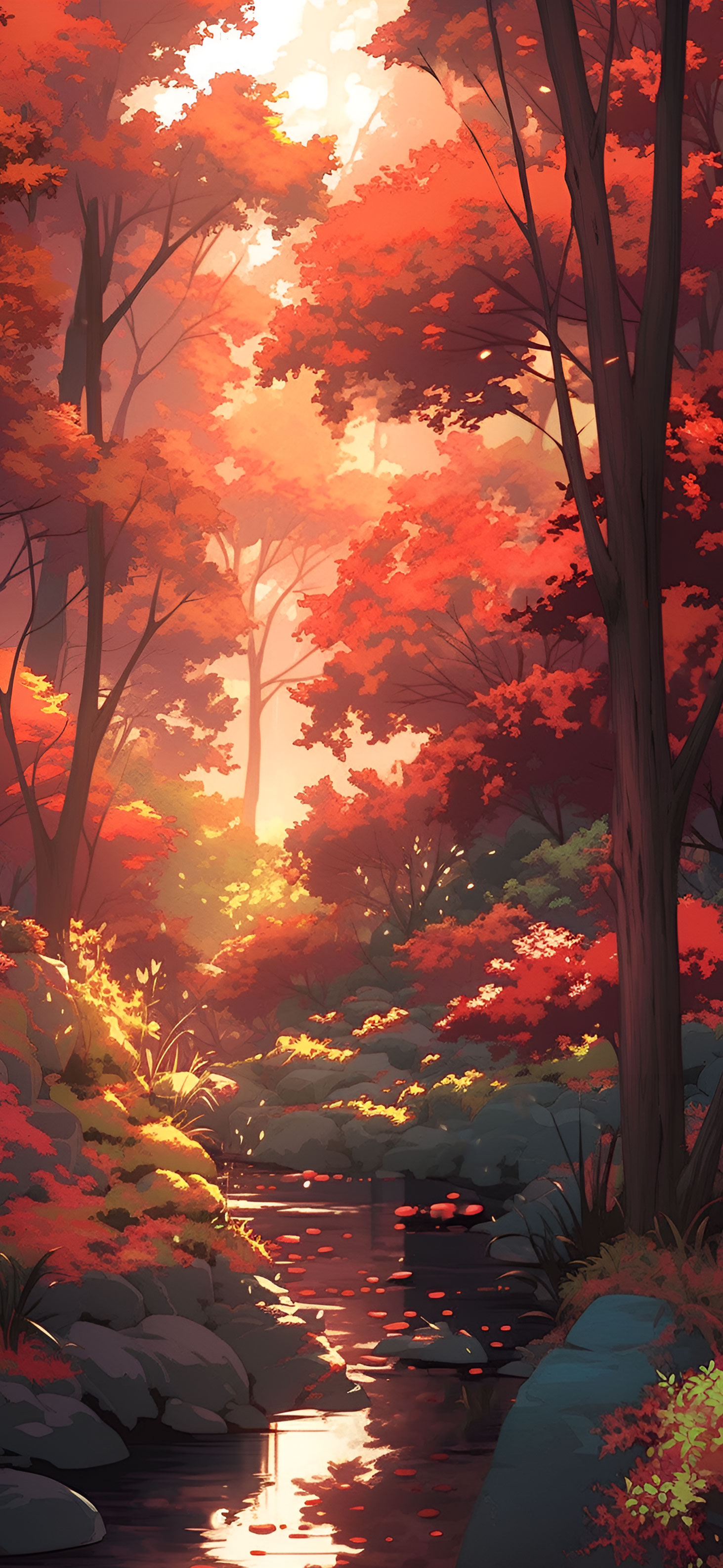 Cozy Autumn Forest with a Stream