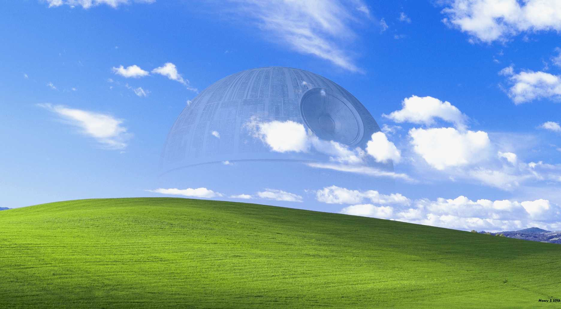 Death Star + Windows XP wallpaper
