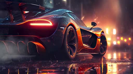 Supercar in the Rain Live Wallpaper