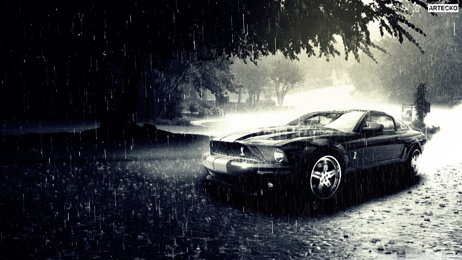 Ford Mustang Car In Rain HD Wallpaper