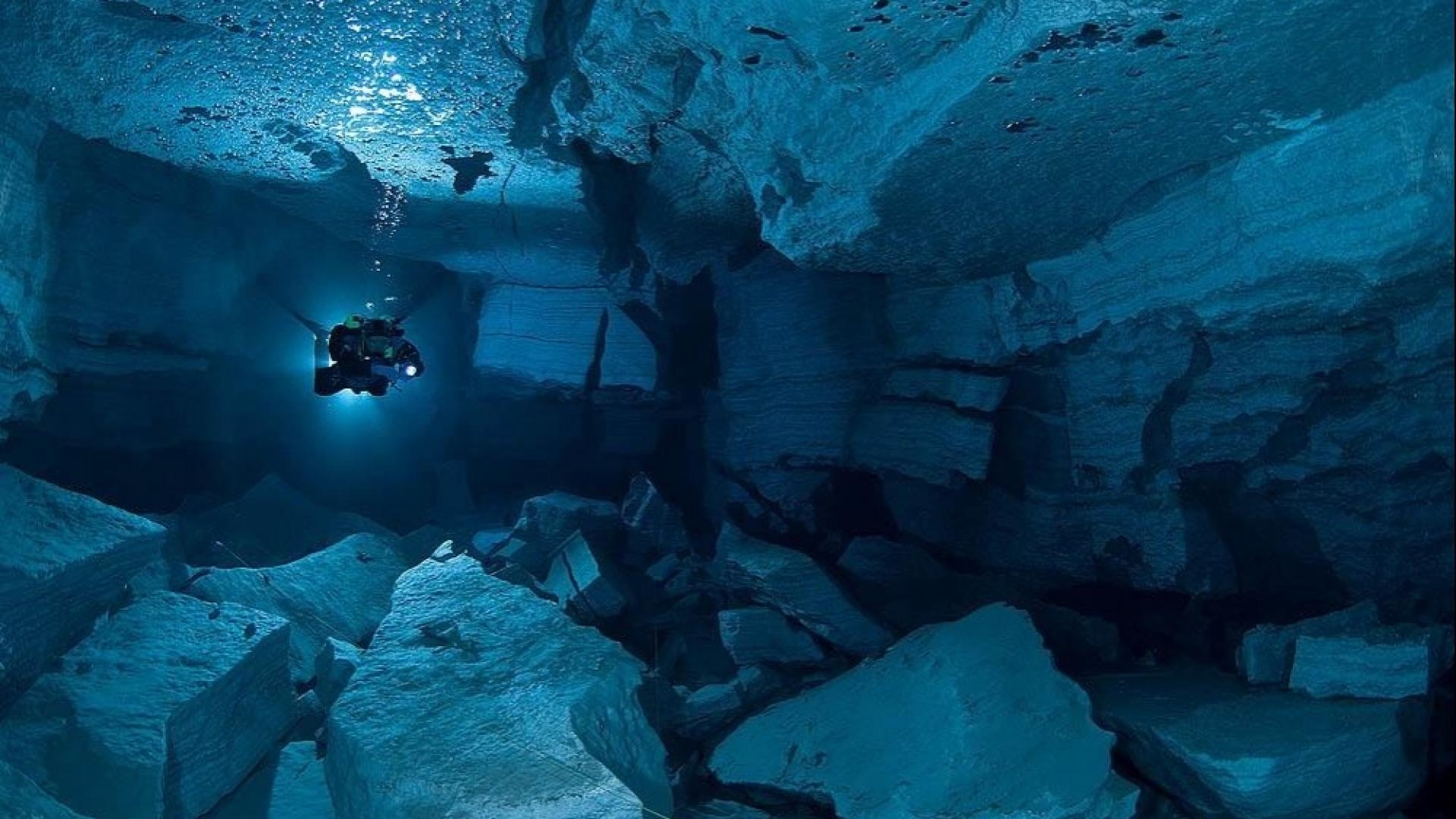 Landscapes Cave Russia Underwater