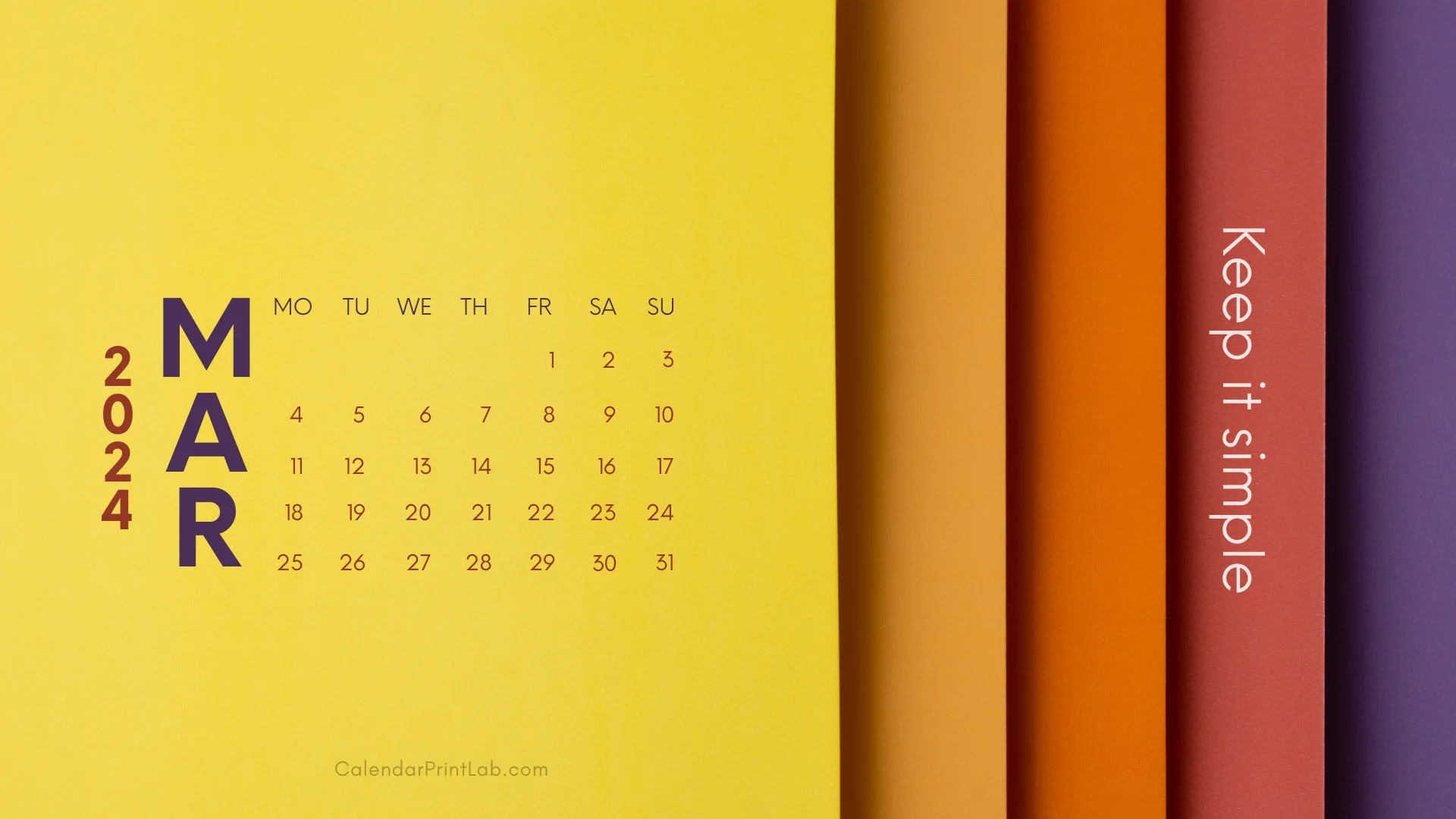 March 2024 Calendar Desktop Wallpaper