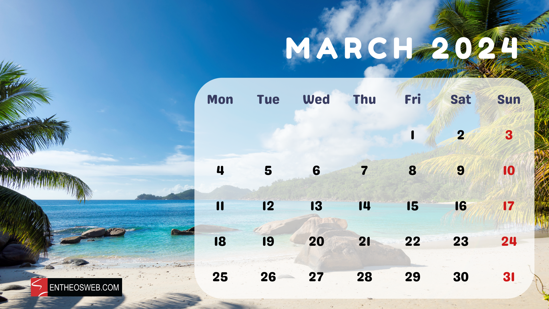 Beaches 2024 Calendar
