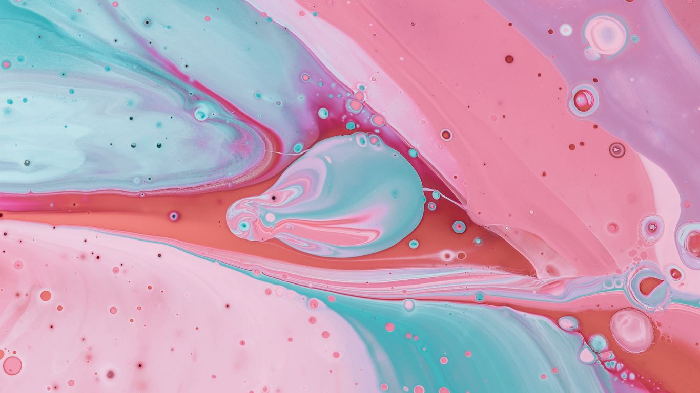 Download wallpaper 1366x768 stains, acrylic, paint, colorful, abstract tablet, laptop HD background