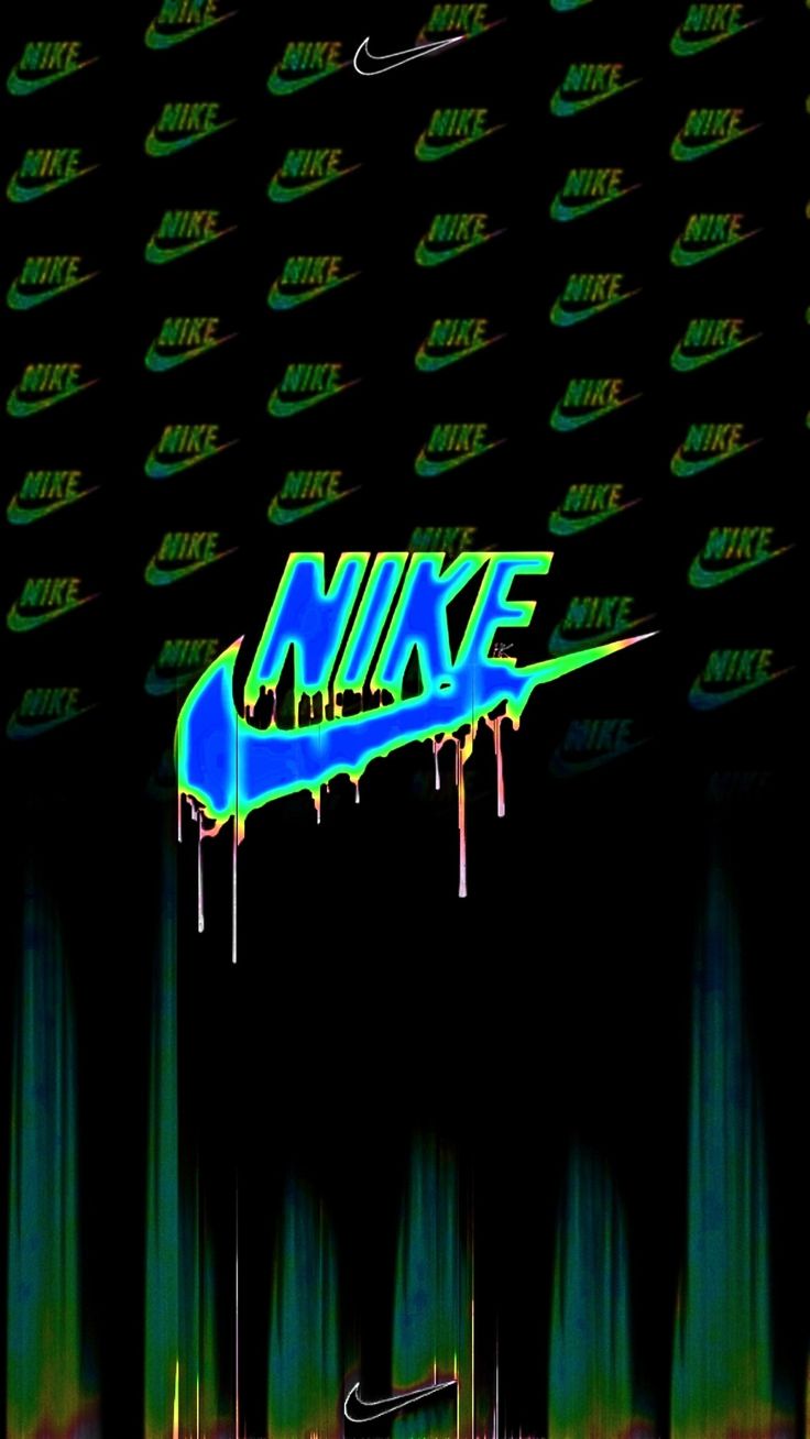 Nike Logo Dripping in Blue and Green